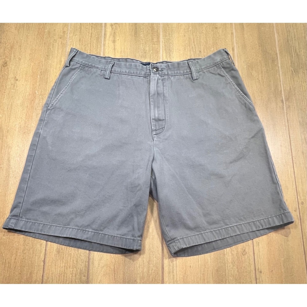 VTG Nautica Mens Gray 100% Cotton Chino Shorts Flat Front Slate Gray RN67835 38W